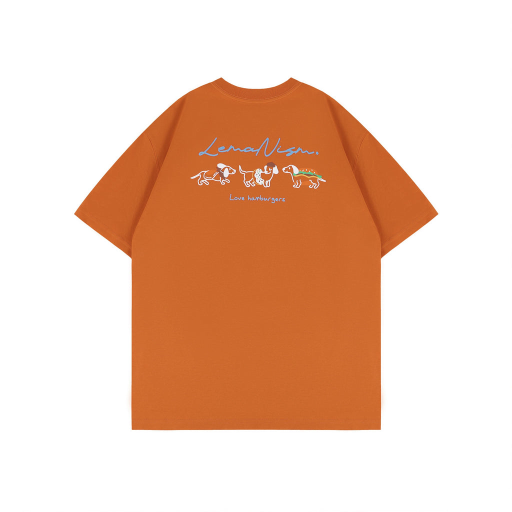 lemanism_Dachshund_Print_300g_Loose_Drop_Shoulder_Men's_Cotton_Short_Sleeve_T-shirts_MISSTT