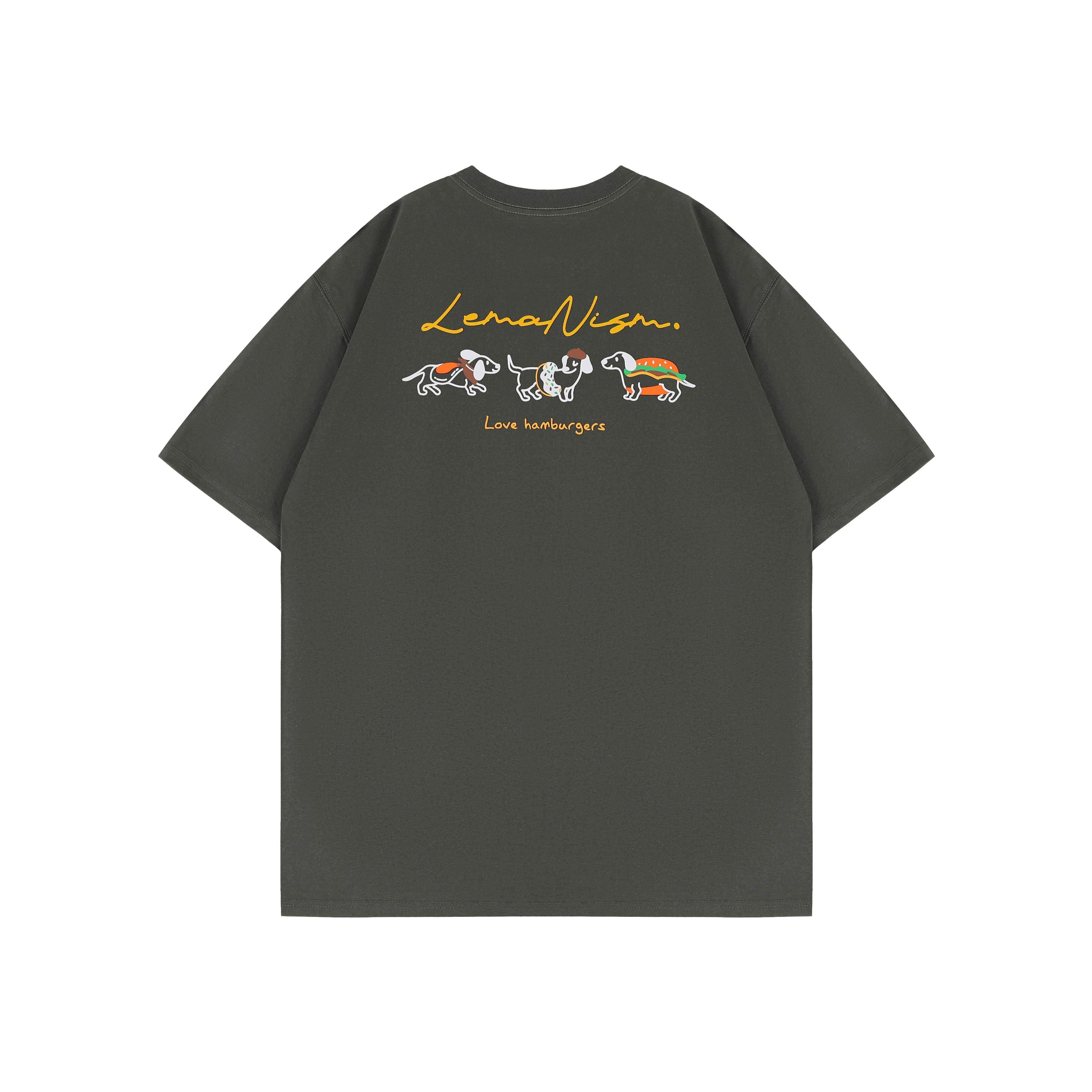 lemanism_Dachshund_Print_300g_Loose_Drop_Shoulder_Men's_Cotton_Short_Sleeve_T-shirts_MISSTT