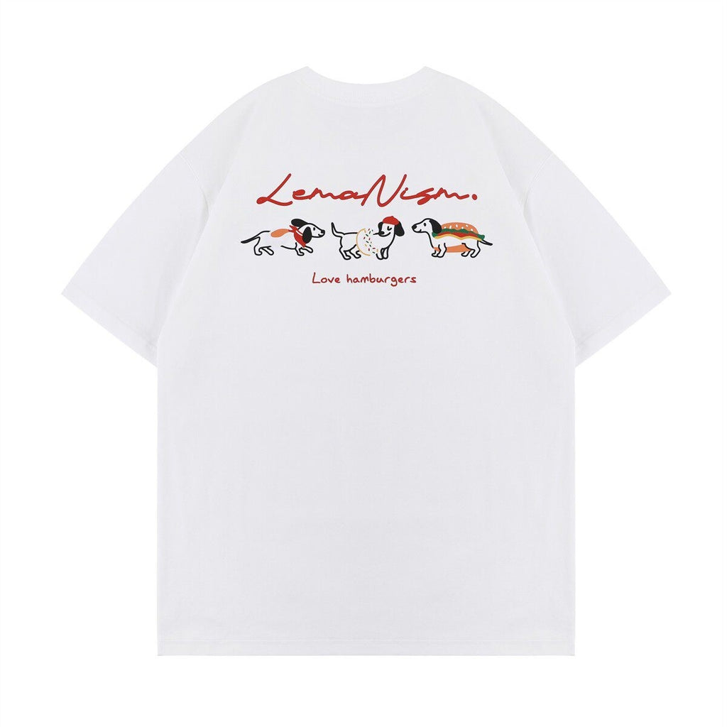 lemanism_Dachshund_Print_300g_Loose_Drop_Shoulder_Men's_Cotton_Short_Sleeve_T-shirts_MISSTT