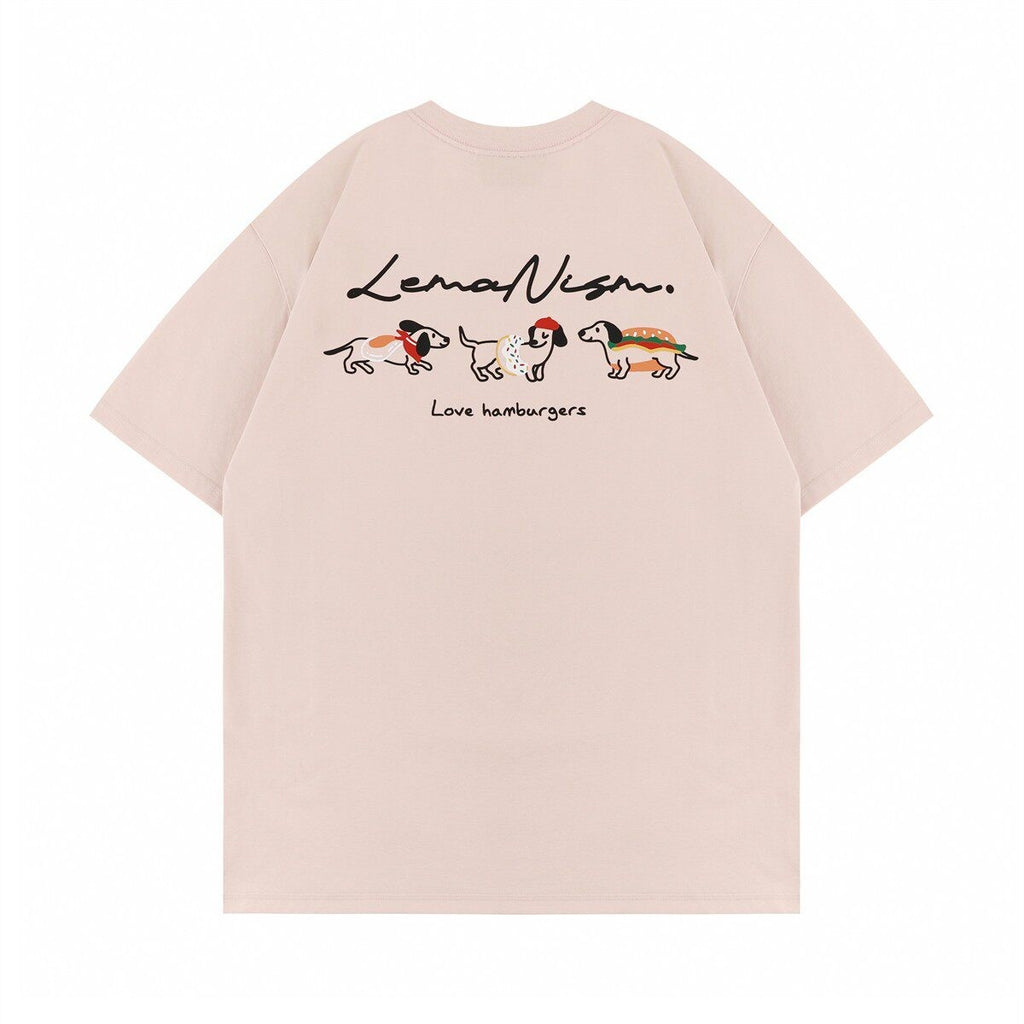 lemanism_Dachshund_Print_300g_Loose_Drop_Shoulder_Men's_Cotton_Short_Sleeve_T-shirts_MISSTT