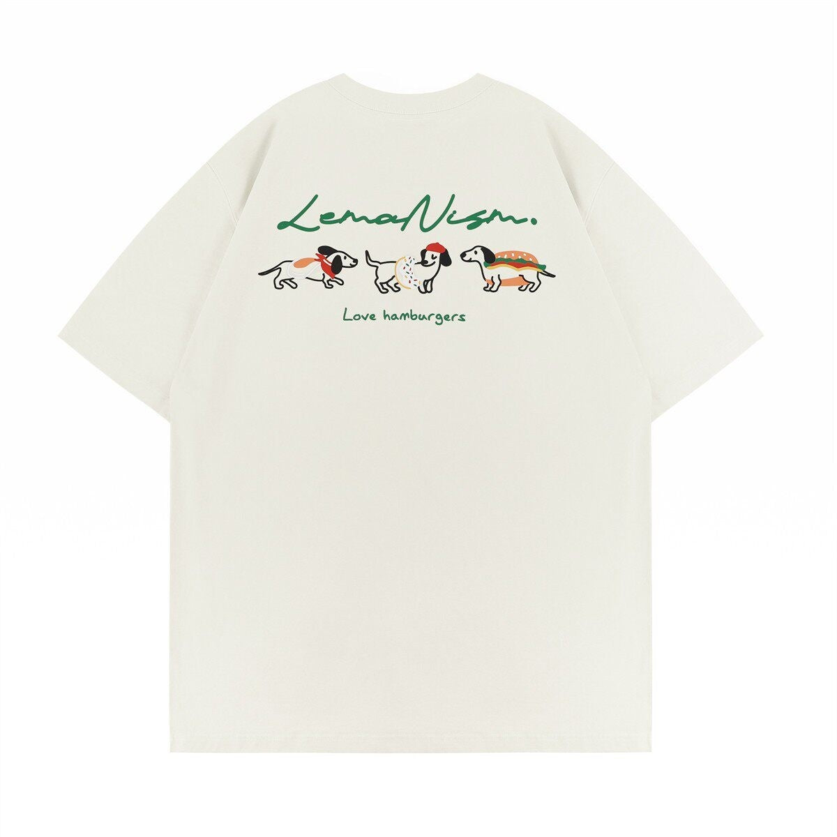 lemanism_Dachshund_Print_300g_Loose_Drop_Shoulder_Men's_Cotton_Short_Sleeve_T-shirts_MISSTT
