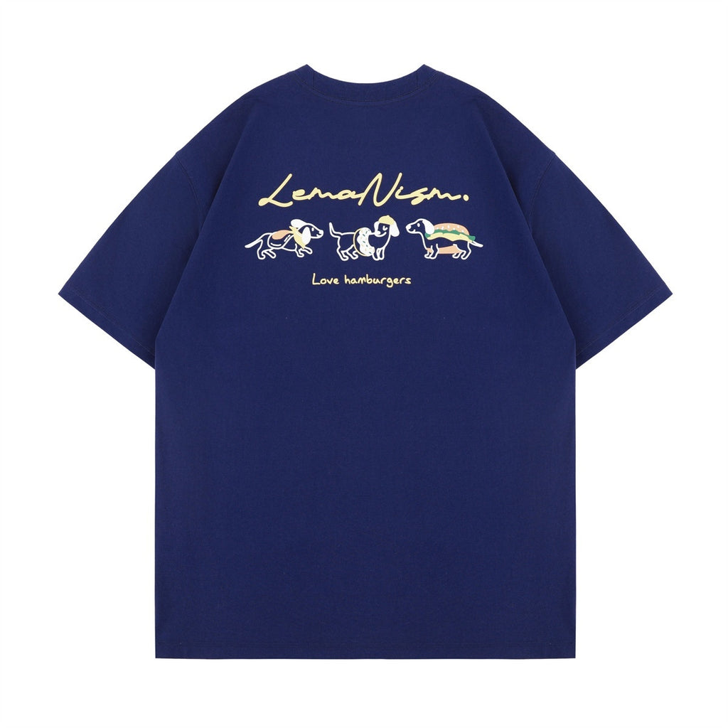 lemanism_Dachshund_Print_300g_Loose_Drop_Shoulder_Men's_Cotton_Short_Sleeve_T-shirts_MISSTT