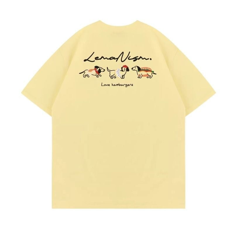 lemanism_Dachshund_Print_300g_Loose_Drop_Shoulder_Men's_Cotton_Short_Sleeve_T-shirts_MISSTT