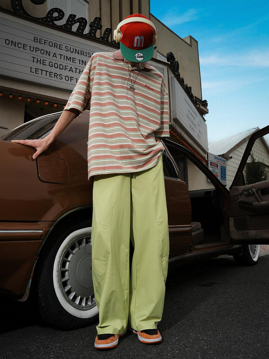 lemanism Khaki Solid Loose Mid Rise Casual Men's Nylon Stretch Straight-leg Pants