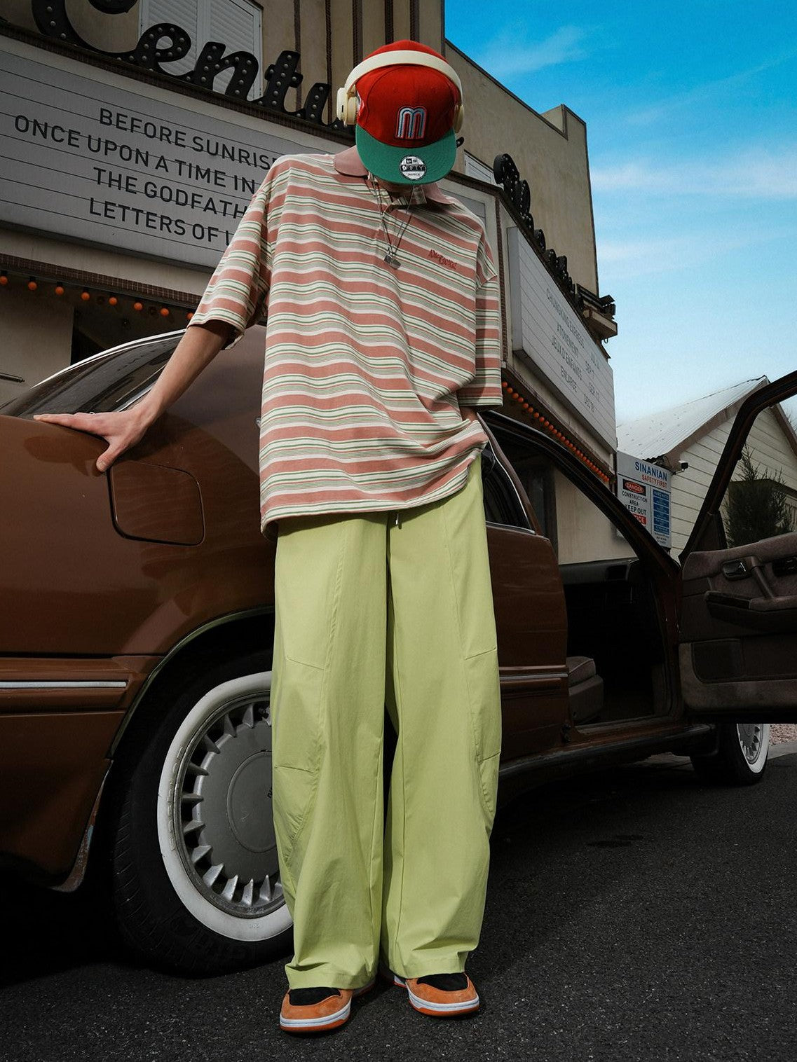 lemanism Khaki Solid Loose Mid Rise Casual Men's Nylon Stretch Straight-leg Pants