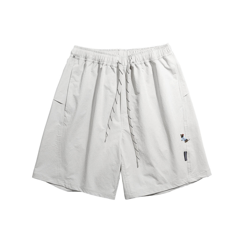 lemanism_Light_Blue_Dachshund_Print_Straight_Loose_Men's_Polyester_Athletic_Shorts_MISSTT