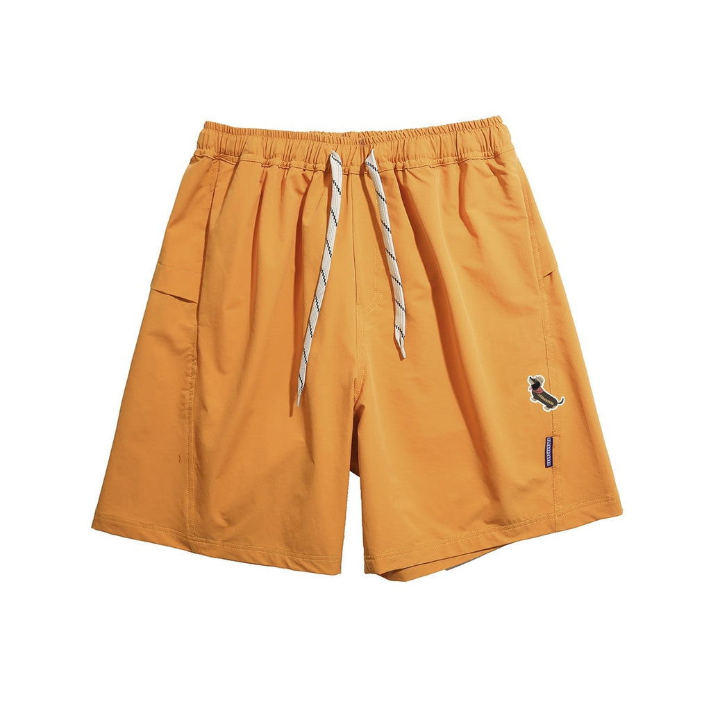 lemanism_Light_Blue_Dachshund_Print_Straight_Loose_Men's_Polyester_Athletic_Shorts_MISSTT