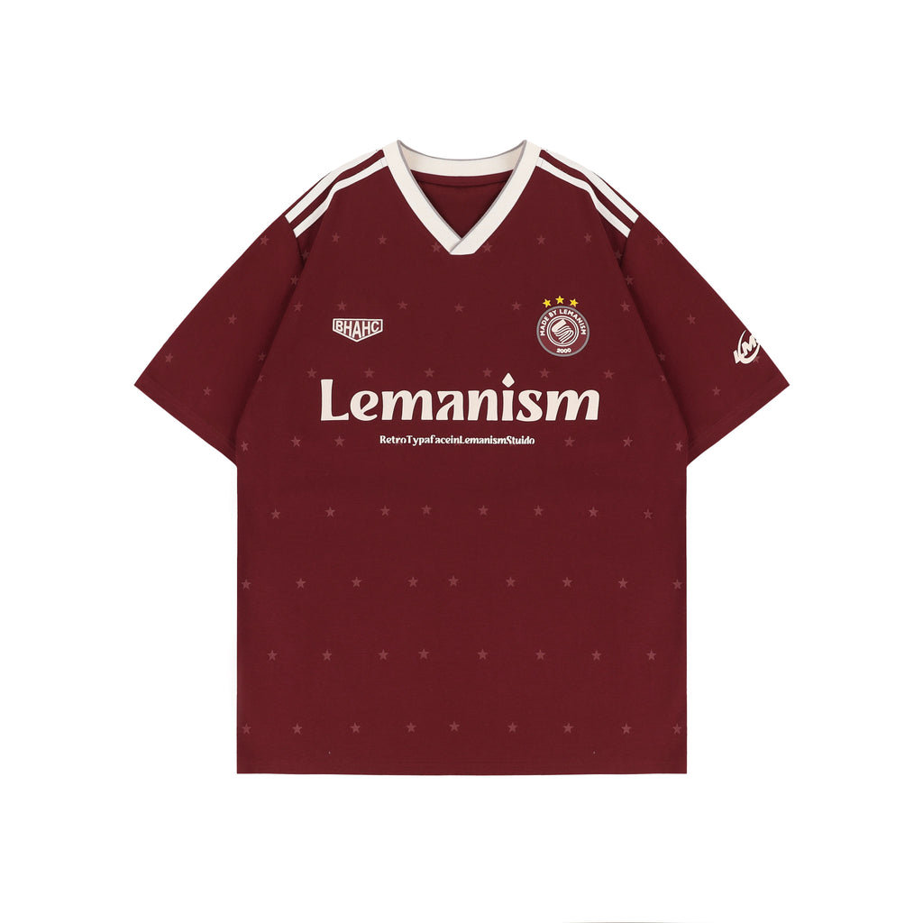 lemanism_Pink_Star_V-neck_American_Jersey_Men's_Short_Sleeve_T-shirts_MISSTT