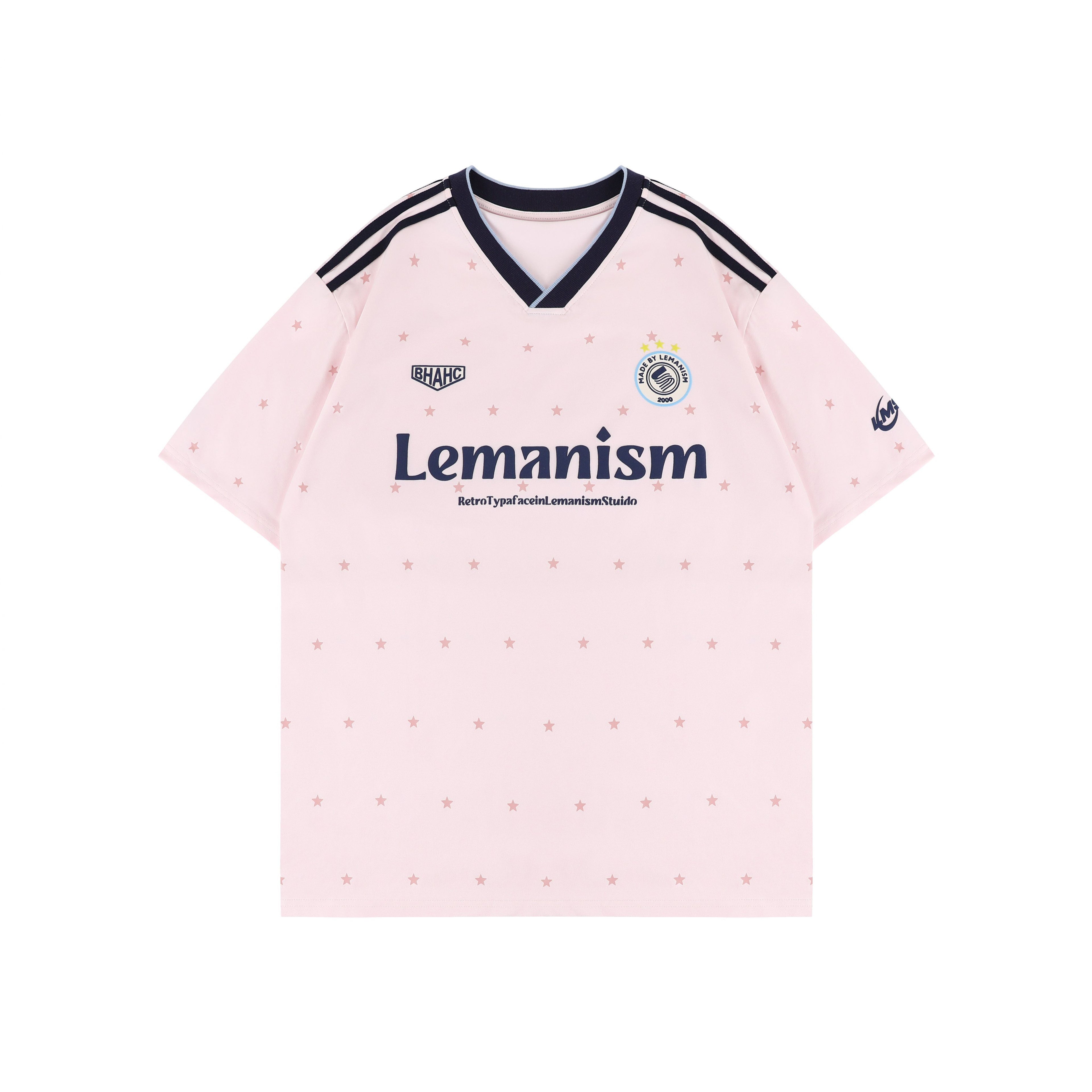lemanism_Pink_Star_V-neck_American_Jersey_Men's_Short_Sleeve_T-shirts_MISSTT