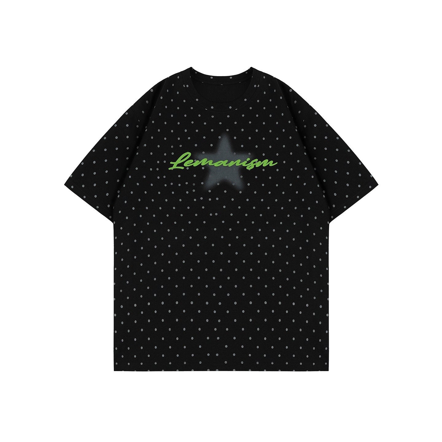 lemanism_Polka_Dot_Print_Loose_Fit_Men's_Poly_Cotton_Blend_Short_Sleeve_T-shirts_MISSTT