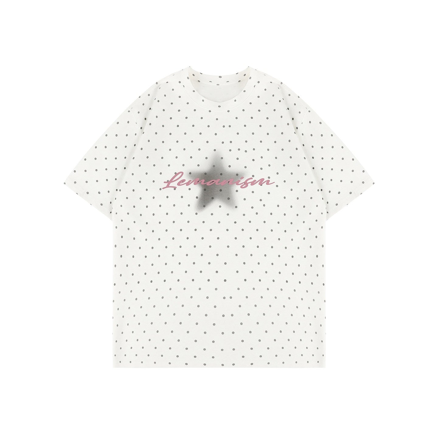 lemanism_Polka_Dot_Print_Loose_Fit_Men's_Poly_Cotton_Blend_Short_Sleeve_T-shirts_MISSTT