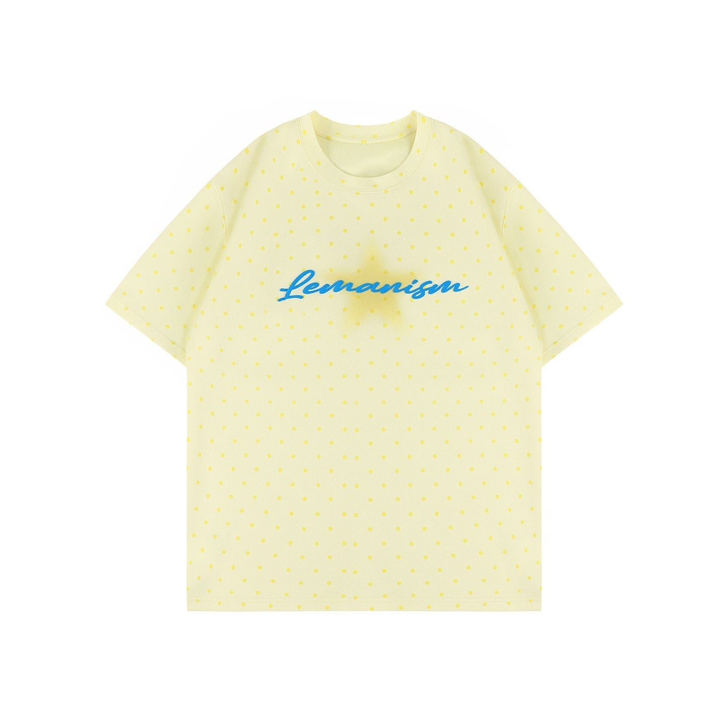 lemanism_Polka_Dot_Print_Loose_Fit_Men's_Poly_Cotton_Blend_Short_Sleeve_T-shirts_MISSTT