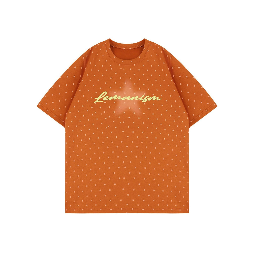 lemanism_Polka_Dot_Print_Loose_Fit_Men's_Poly_Cotton_Blend_Short_Sleeve_T-shirts_MISSTT