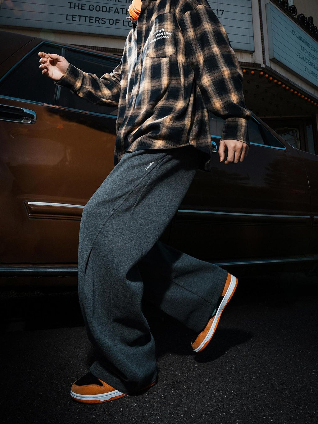 lemanism Solid American Sport Casual Couple Loose Fit Men's Straight-leg Pants
