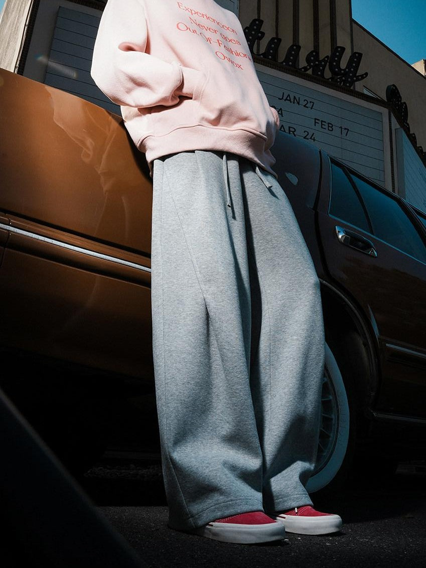 lemanism Solid American Sport Casual Couple Loose Fit Men's Straight-leg Pants