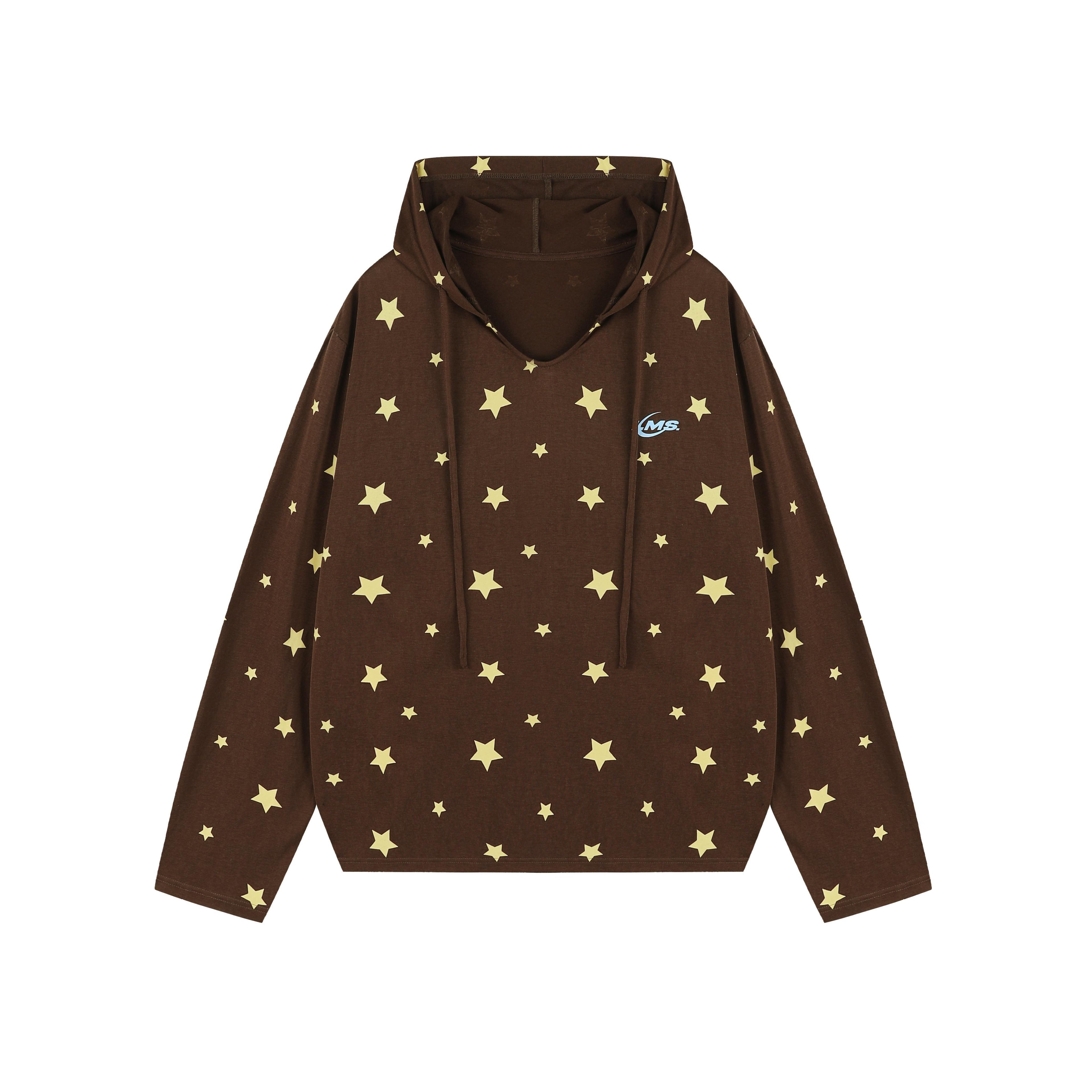 lemanism_Star_Print_Hooded_Loose_Fit_Men's_Lyocell_Blend_Long_Sleeve_T-shirts_MISSTT