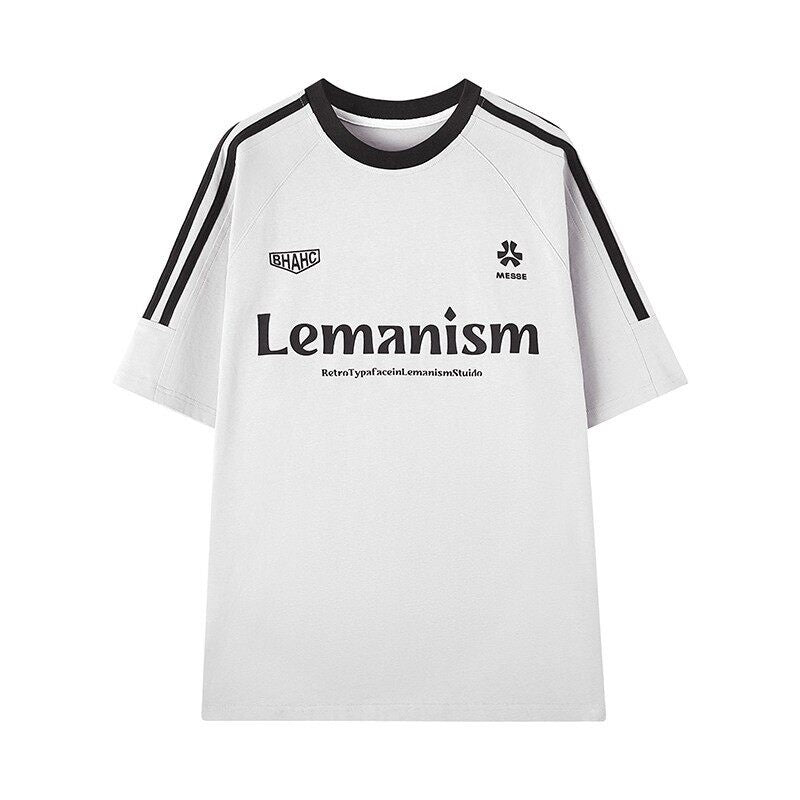 lemanism_Three_Stripe_Logo_Print_Raglan_Crewneck_Men's_Cotton_Short_Sleeve_T-shirts_MISSTT