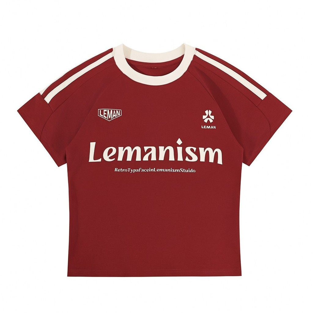 lemanism_Three_Stripe_Logo_Print_Raglan_Crewneck_Men's_Cotton_Short_Sleeve_T-shirts_MISSTT