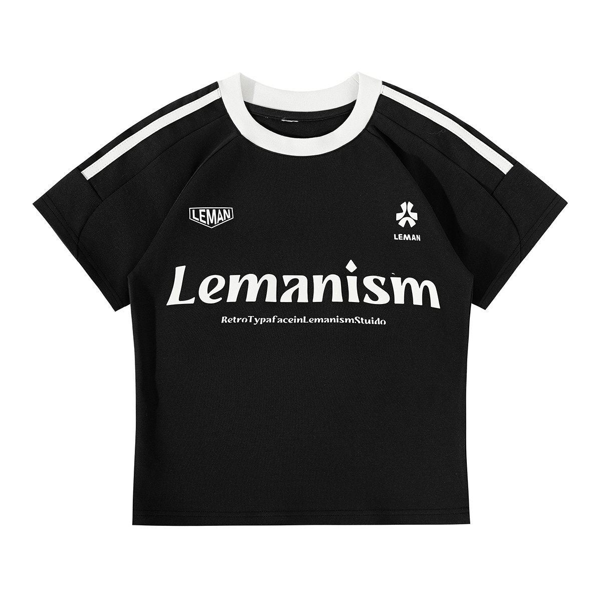 lemanism_Three_Stripe_Logo_Print_Raglan_Crewneck_Men's_Cotton_Short_Sleeve_T-shirts_MISSTT