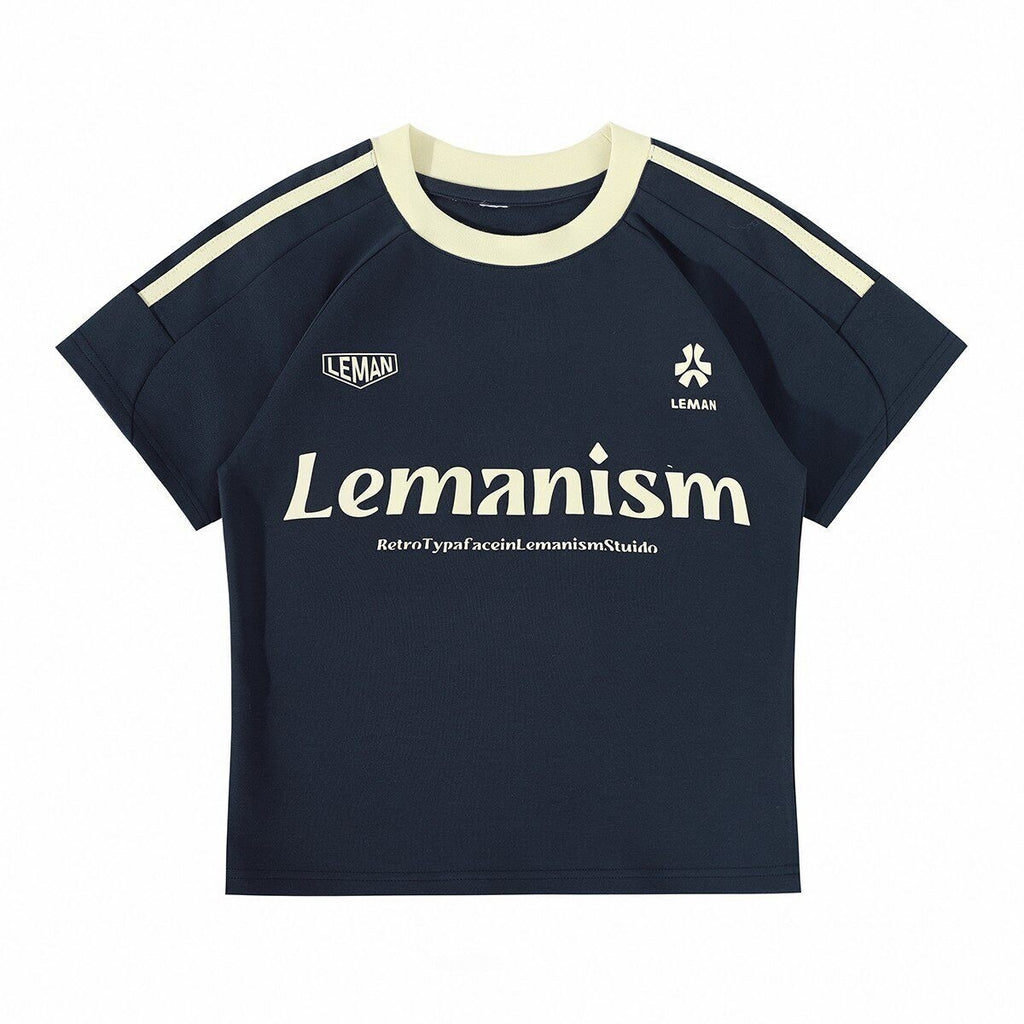 lemanism_Three_Stripe_Logo_Print_Raglan_Crewneck_Men's_Cotton_Short_Sleeve_T-shirts_MISSTT