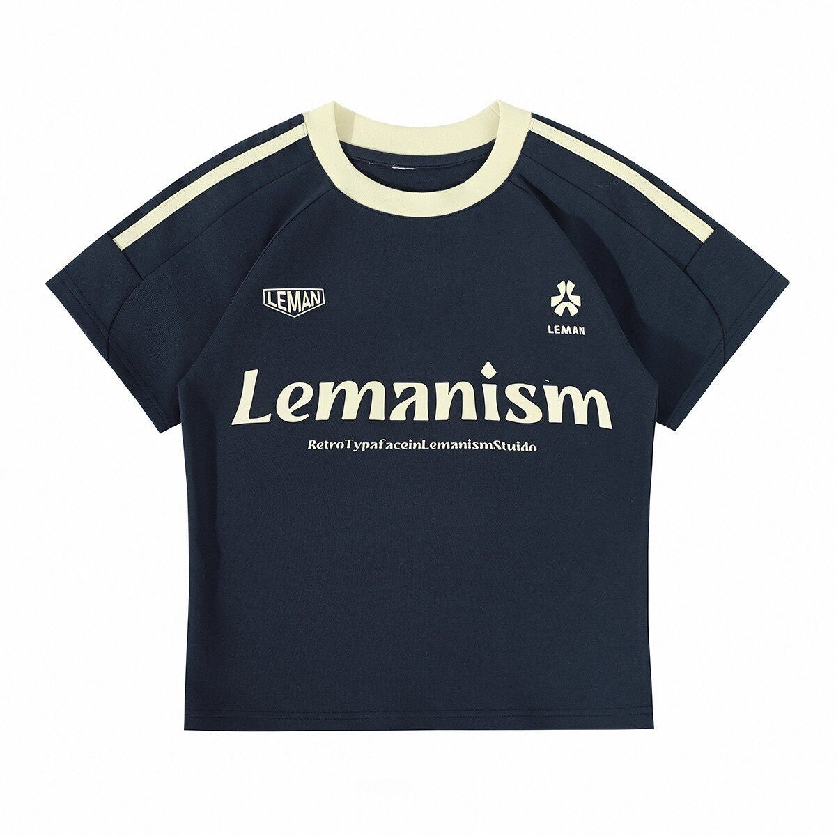 lemanism_Three_Stripe_Logo_Print_Raglan_Crewneck_Men's_Cotton_Short_Sleeve_T-shirts_MISSTT