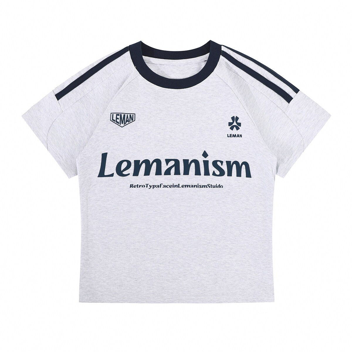 lemanism_Three_Stripe_Logo_Print_Raglan_Crewneck_Men's_Cotton_Short_Sleeve_T-shirts_MISSTT