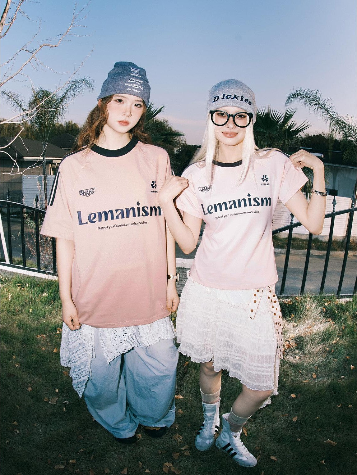 lemanism Three Stripe Logo Print Raglan Crewneck Men's Cotton Short Sleeve T-shirts