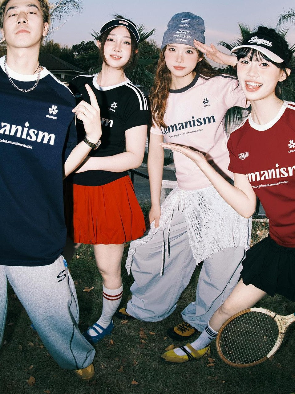 lemanism Three Stripe Logo Print Raglan Crewneck Men's Cotton Short Sleeve T-shirts