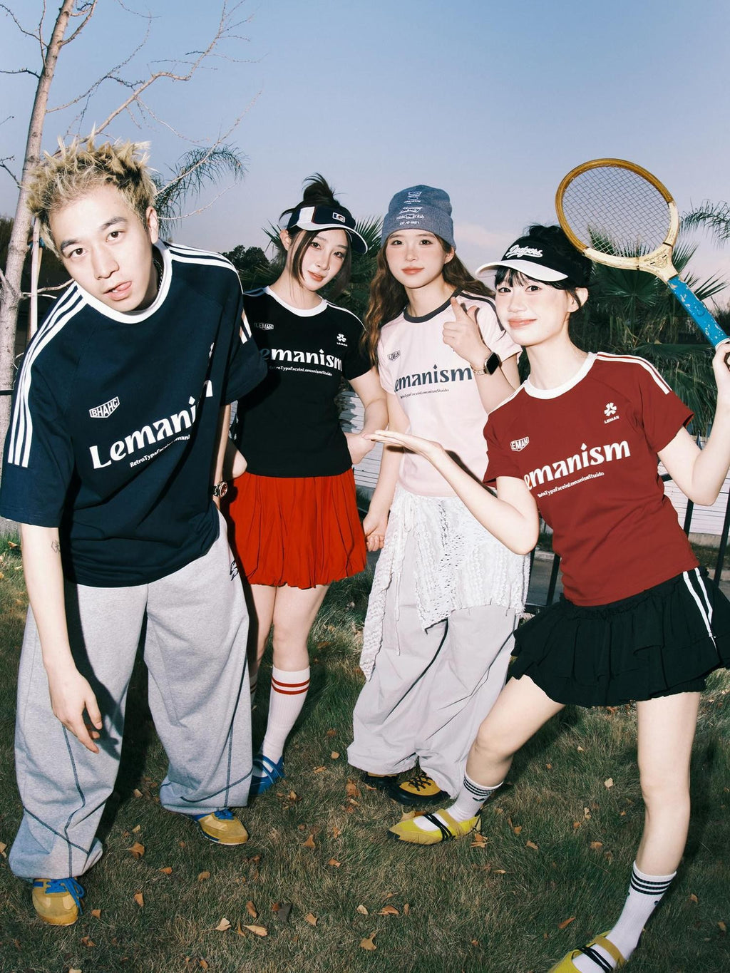 lemanism Three Stripe Logo Print Raglan Crewneck Men's Cotton Short Sleeve T-shirts