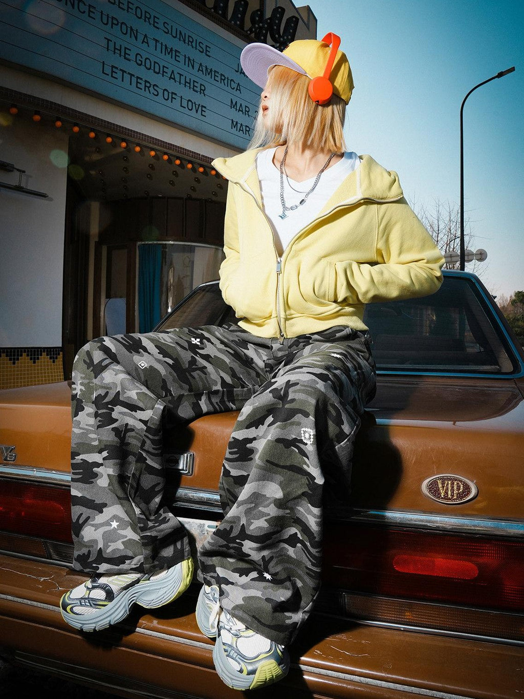 lemanism Vintage Camo Retro Loose Straight Leg Men's Cotton Blend Cargo Pants