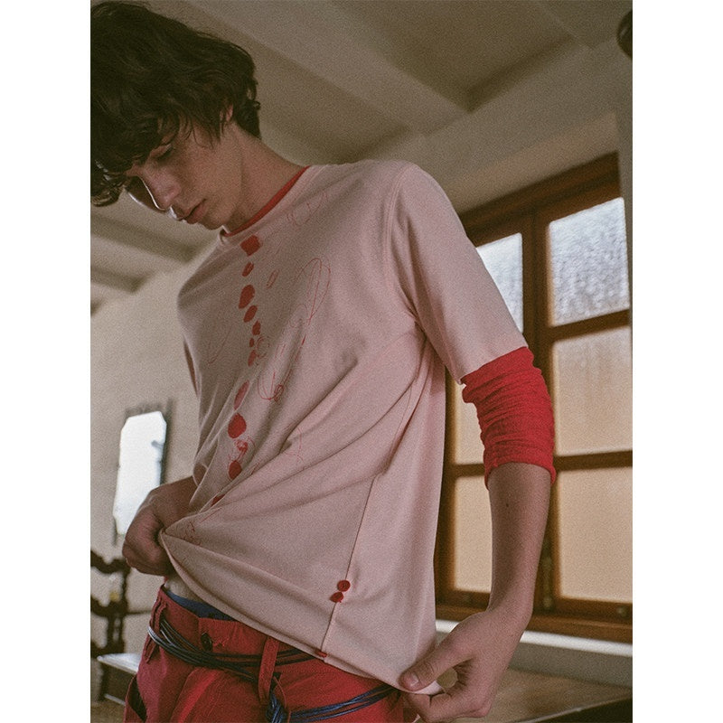 soknot_Artistic_Polka_Dot_Crew_Neck_Loose_Fit_Men's_Short_Sleeve_T-shirts_MISSTT