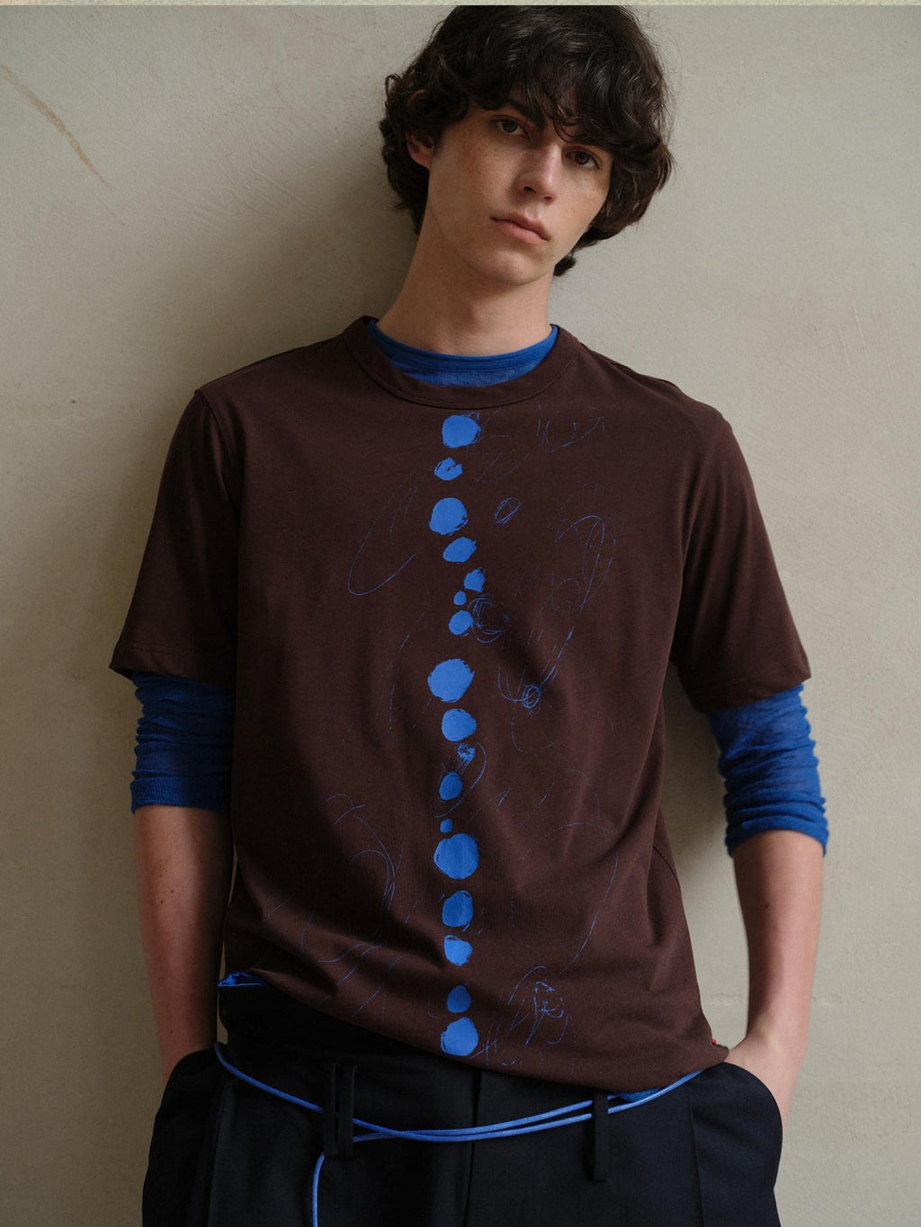 soknot Artistic Polka Dot Crew Neck Loose Fit Men's Short Sleeve T-shirts