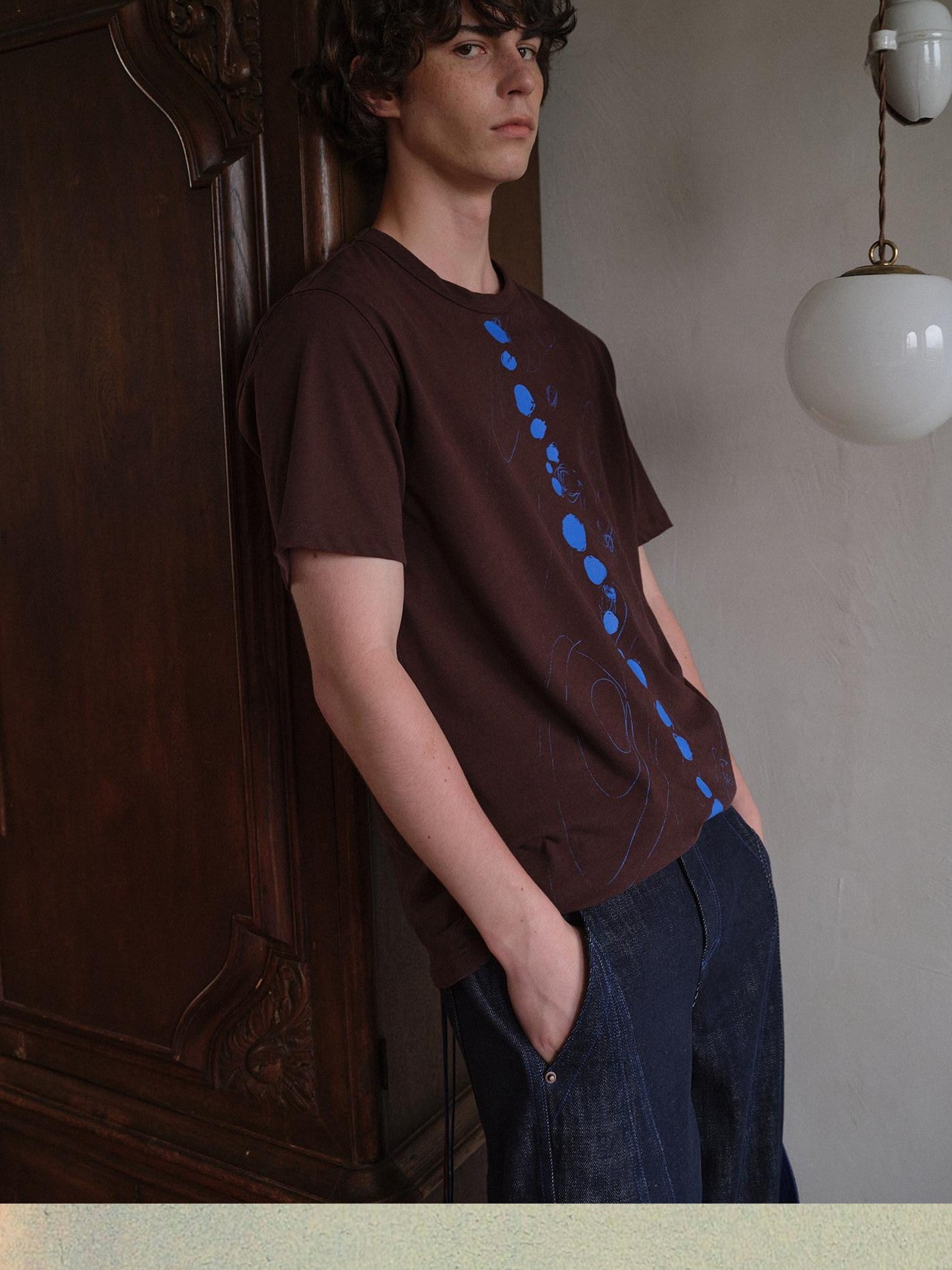 soknot Artistic Polka Dot Crew Neck Loose Fit Men's Short Sleeve T-shirts