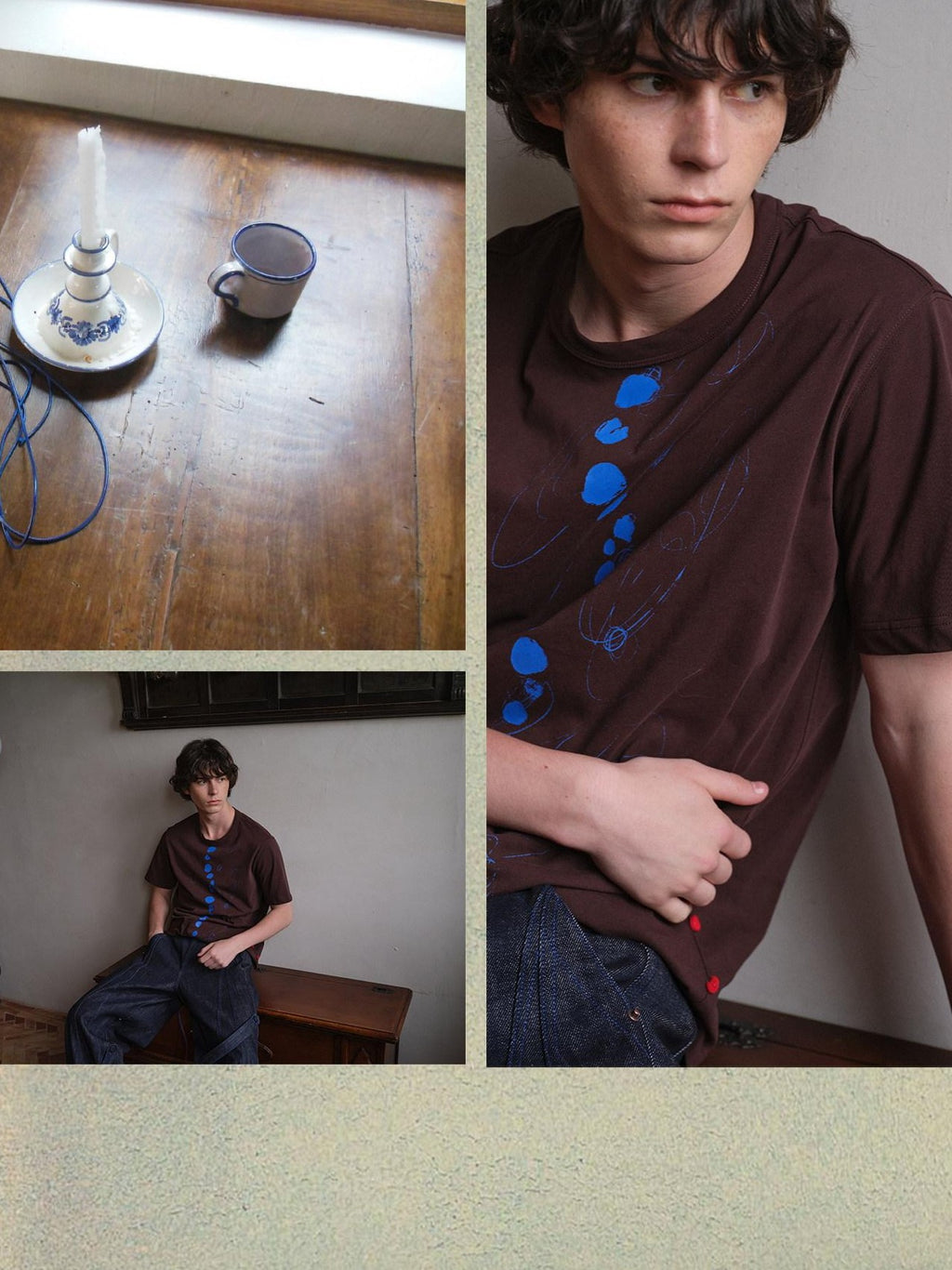 soknot Artistic Polka Dot Crew Neck Loose Fit Men's Short Sleeve T-shirts