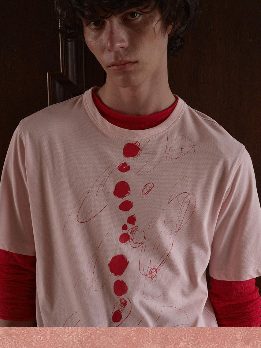 soknot Artistic Polka Dot Crew Neck Loose Fit Men's Short Sleeve T-shirts