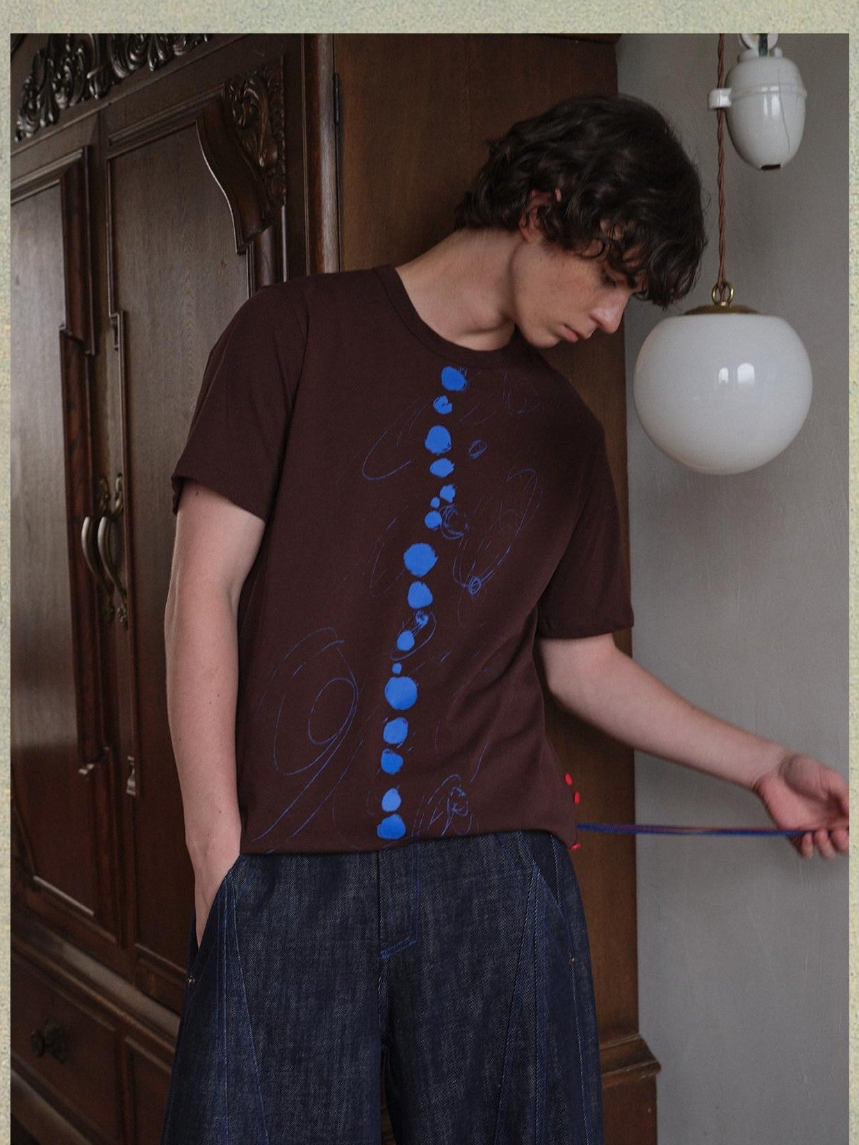 soknot Artistic Polka Dot Crew Neck Loose Fit Men's Short Sleeve T-shirts