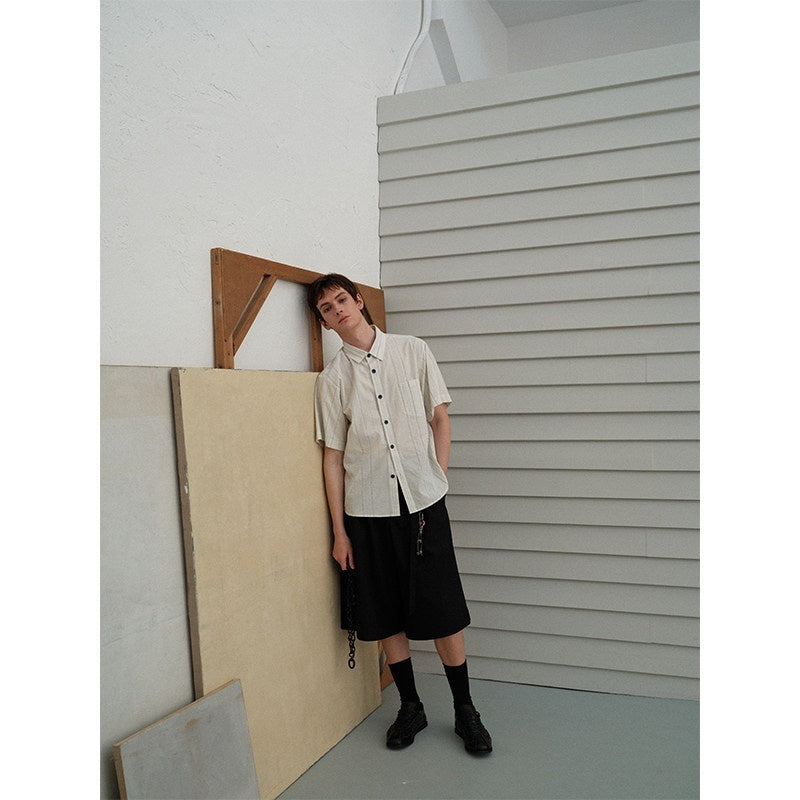 soknot_Black_Straight_Wide_Leg_Cropped_Men's_Poly_Viscose_Blend_Tailored_Shorts_MISSTT