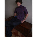 soknot_Blue_Coffee_Striped_Asymmetric_Slim_Mock_Neck_Men's_Cotton_Short_Sleeve_T-shirts_MISSTT