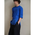 soknot_Blue_Contrast_Colorblock_Side_Slit_Men's_Cupro_Short_Sleeve_T-shirts_MISSTT