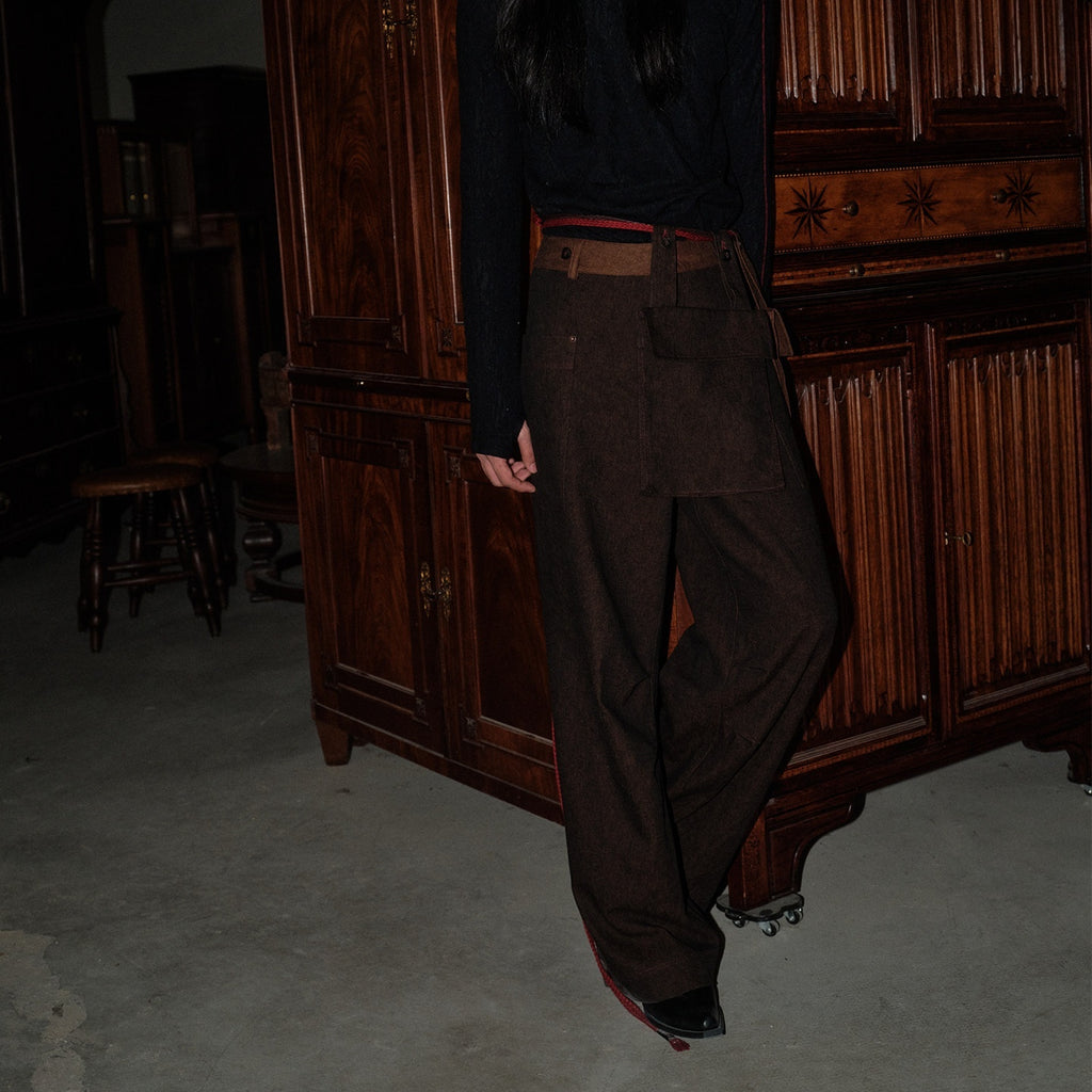 soknot_Coffee_Contrast_Colorblock_Splice_Stitched_Panel_Men's_Casual_Cargo_Pants_MISSTT