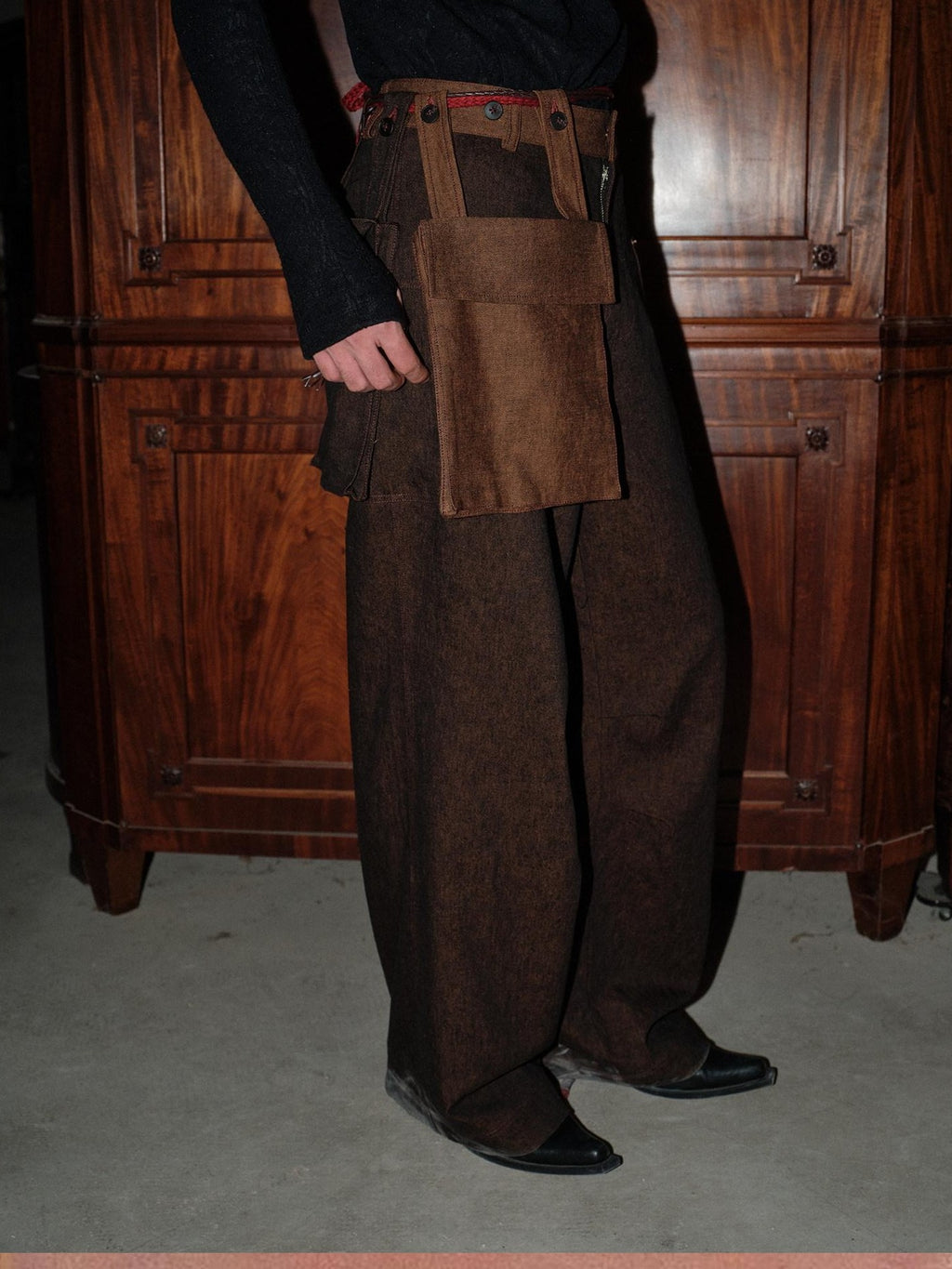 soknot Coffee Contrast Colorblock Splice Stitched Panel Men's Casual Cargo Pants