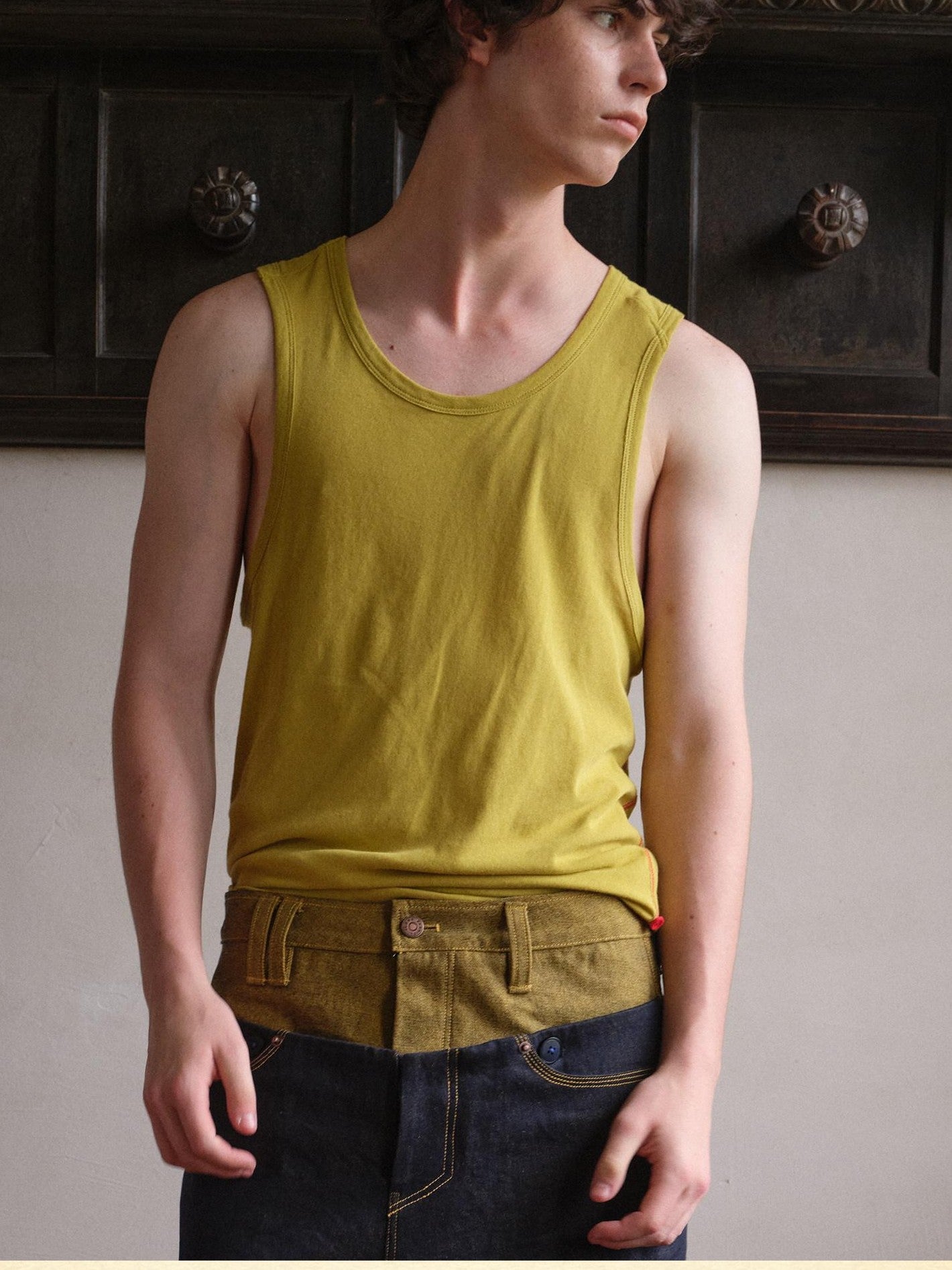 soknot Contrast Colorblock Slim Racerback Men's Cotton Muscle Tank Tops