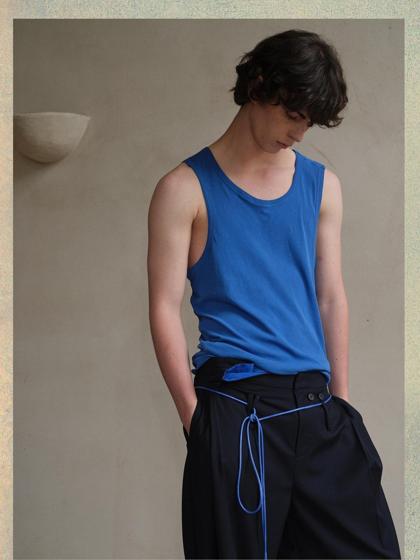 soknot Contrast Colorblock Slim Racerback Men's Cotton Muscle Tank Tops