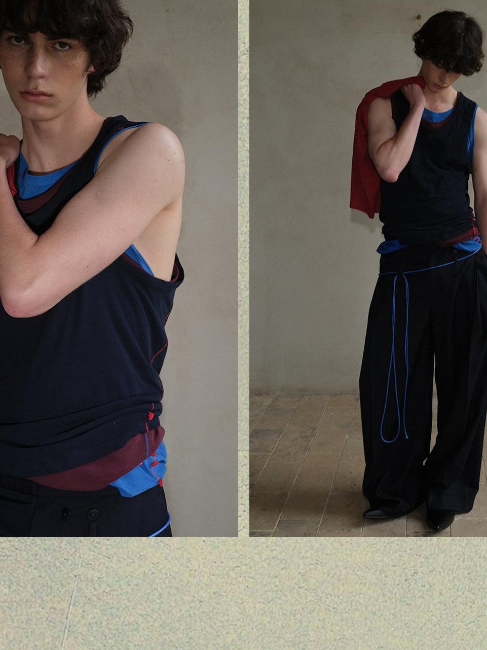 soknot Contrast Colorblock Slim Racerback Men's Cotton Muscle Tank Tops