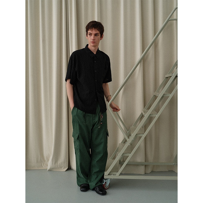 soknot_Cropped_Bubble_Check_Relaxed_Fit_Men's_Short_Sleeve_T-shirts_MISSTT