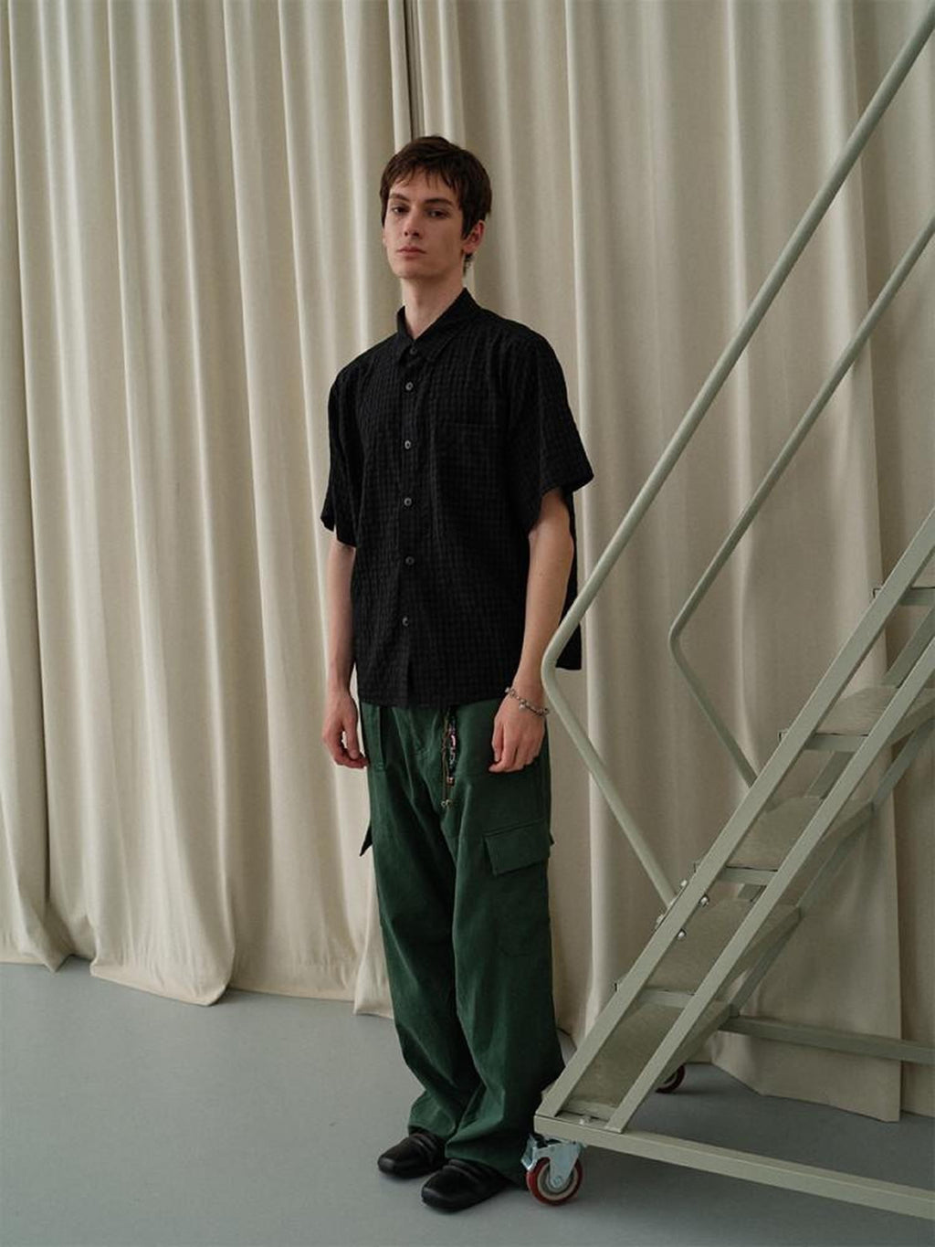 soknot Cropped Bubble Check Relaxed Fit Men's Short Sleeve T-shirts