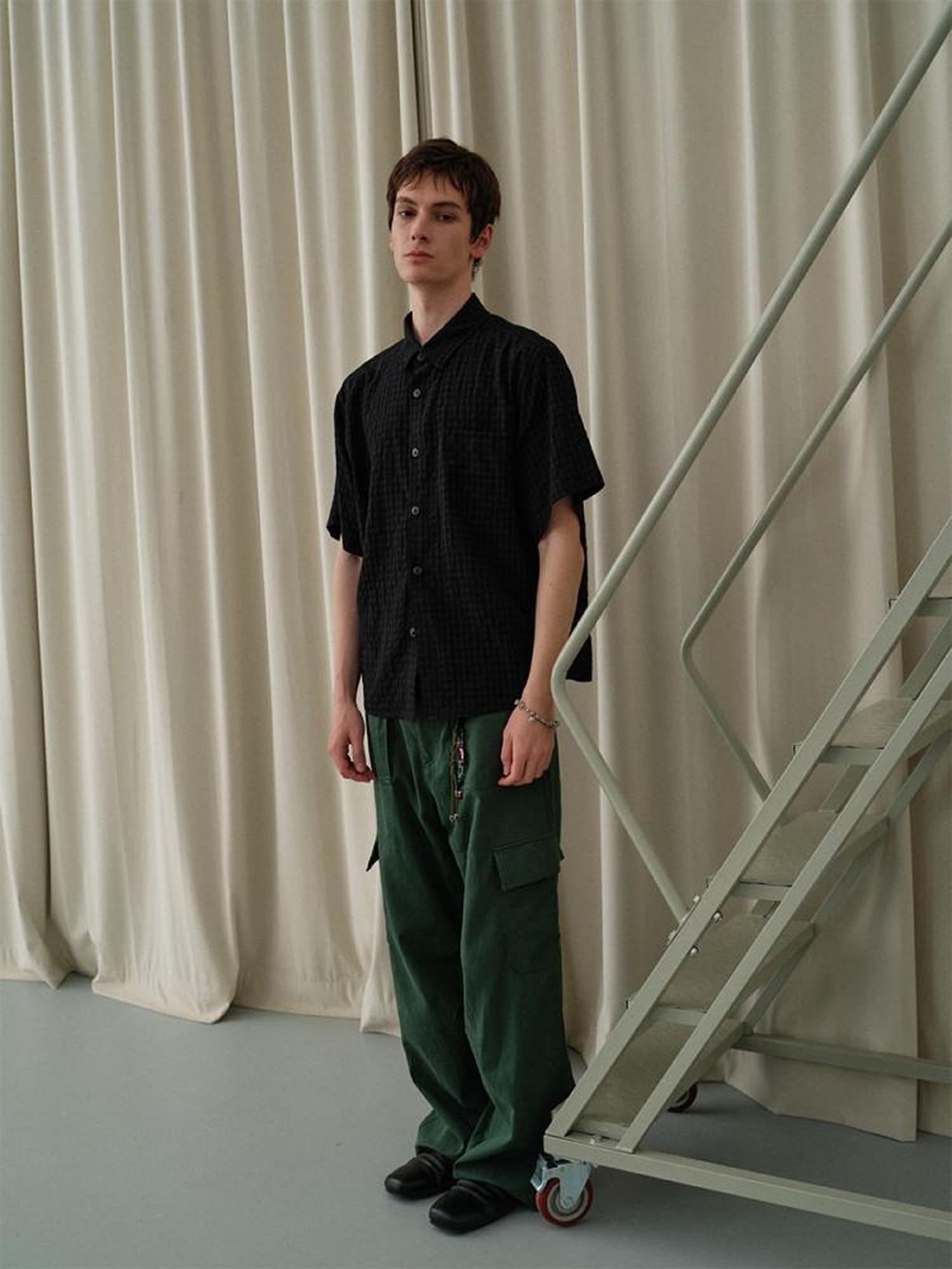 soknot Cropped Bubble Check Relaxed Fit Men's Short Sleeve T-shirts