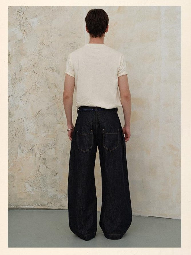 soknot Deep Indigo Washed Anti Fade Sculpted Midrise Men's Cotton Straight Jeans