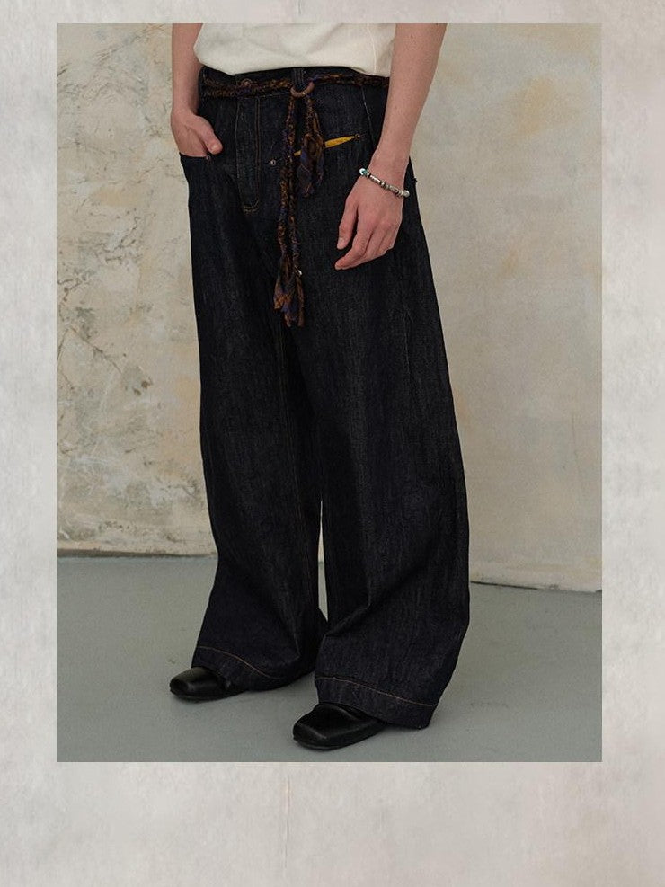 soknot Deep Indigo Washed Anti Fade Sculpted Midrise Men's Cotton Straight Jeans