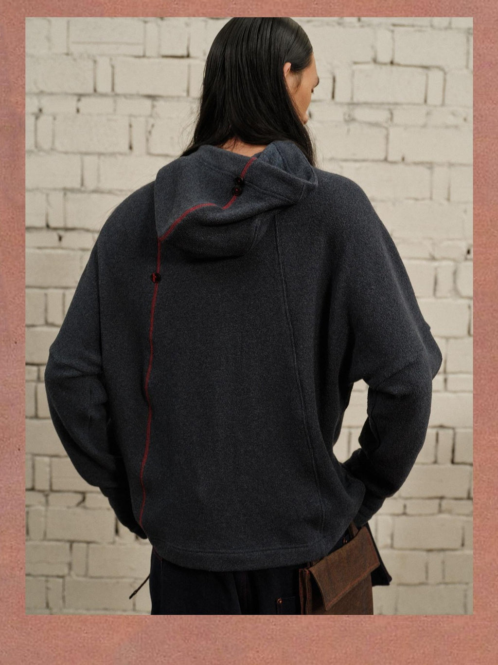 soknot Gray Plain Hooded Drop Shoulder Men's Cotton Blend Pullover Hoodies